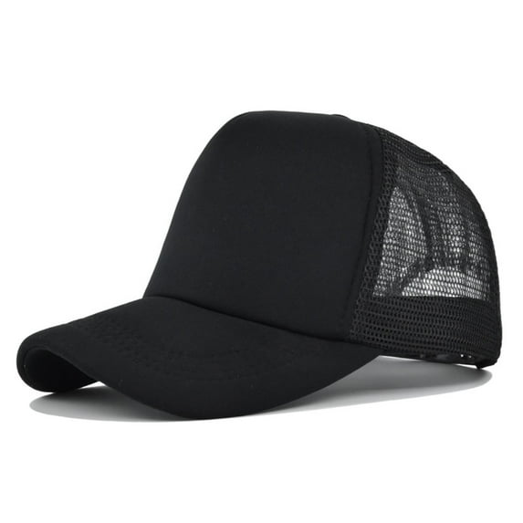 Women's Mesh Back Baseball Cap, Lightweight Breathable Cotton Hat for Summer, Casual Sports Cap for Travel and Outdoor, Adjustable Unstructured Peaked Cap - Black
