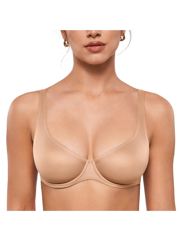 Women's Mesh Balconette Bra Sexy Demi Supportive Comfortable Seamless Underwire Unlined Sheer Bras