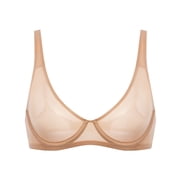 Womens Mesh Balconette Bra Sexy Demi Supportive Comfortable Seamless Underwire Unlined Sheer Bras