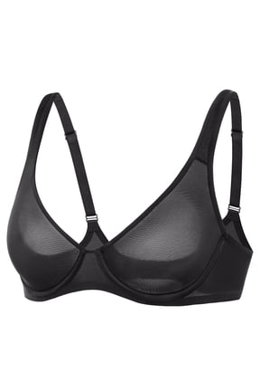 Women's Mesh Balconette Bra Sexy Demi Supportive Comfortable Seamless Underwire Unlined Sheer Bras