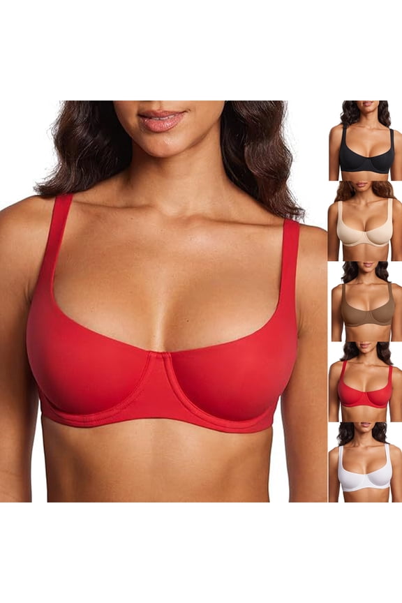 Women's Mesh Balconette Bra Sexy Demi Supportive Comfortable Seamless Underwire Unlined Sheer Bras,Red,42F