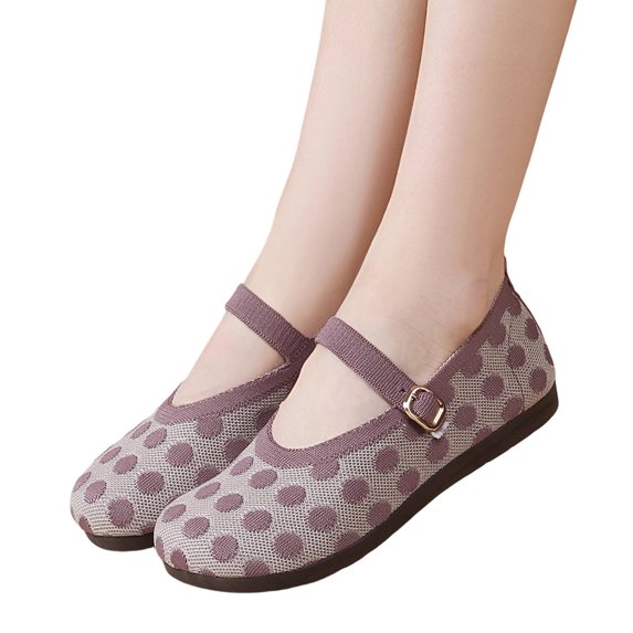 Women's Mesh Ballet Flats Comfortable Dressy Trendy Round Closed Toe Mary Jane Flat Shoes Women's Polka Dots Flats Casual Work Shoes