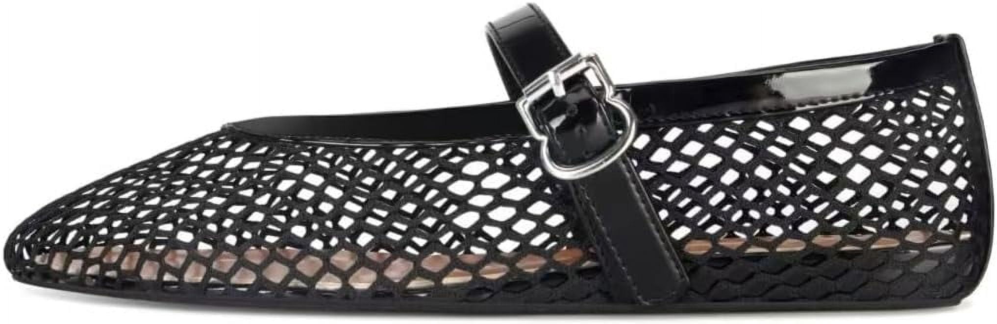 Women's Mesh Round Toe Slingback Ballet Flats - Adjustable Buckle Strap, Breathable Fishnet Sandals, Casual Closed Toe Flat