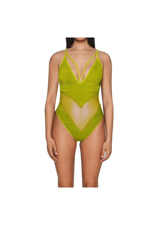 Women's Mesh Bikini Sexy Backless V Neck Bikini