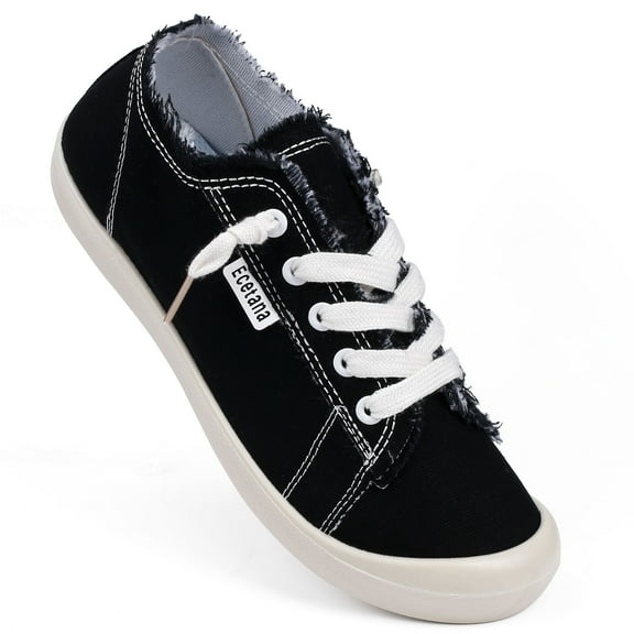 Ecetana Canvas Shoes for Women Low Top Slip On Canvas Sneakers Casual Tennis Walking Shoes