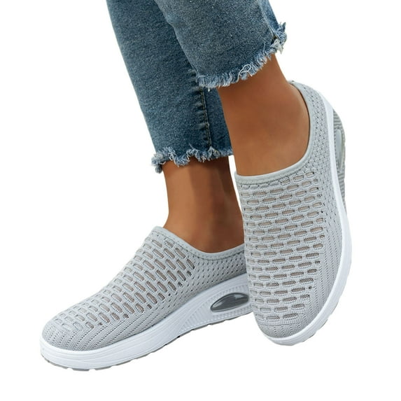 Women's Mesh Breathable Soft Sole Backless on Walking Shoes Grey 40