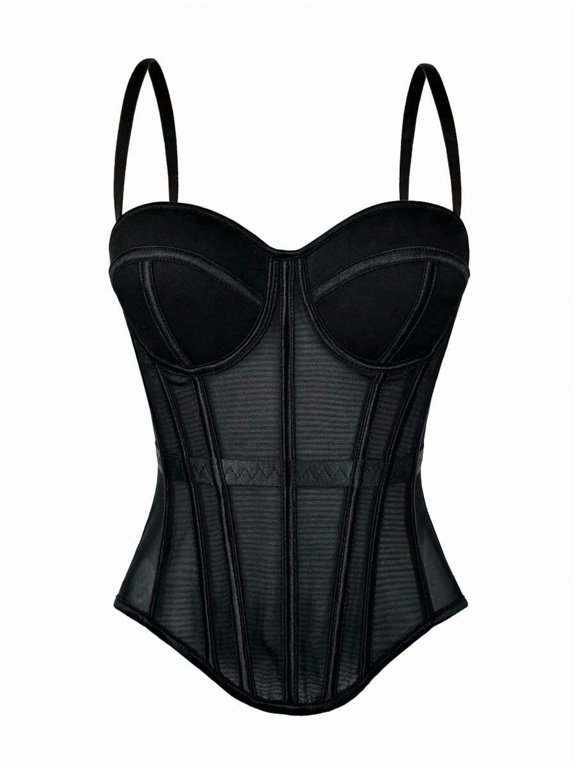 Women's Mesh Corset Top Backless Padded Cami Top Sleeveless Fitted Bodysuit Sexy Chic Style for Night Out Party Clubwear & Going Out