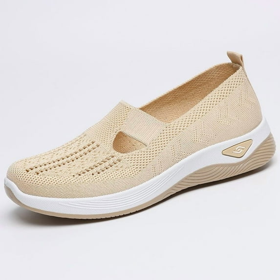 Women's Mesh Flats Shoes Breathable Slip on Shoes Casual Black and White Flats Comfortable Walking Shoes