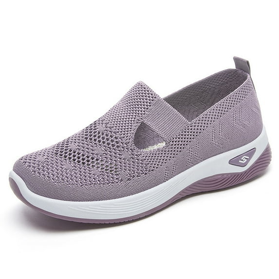 Women's Mesh Flats Shoes Breathable Slip on Shoes Casual Black and White Flats Comfortable Walking Shoes
