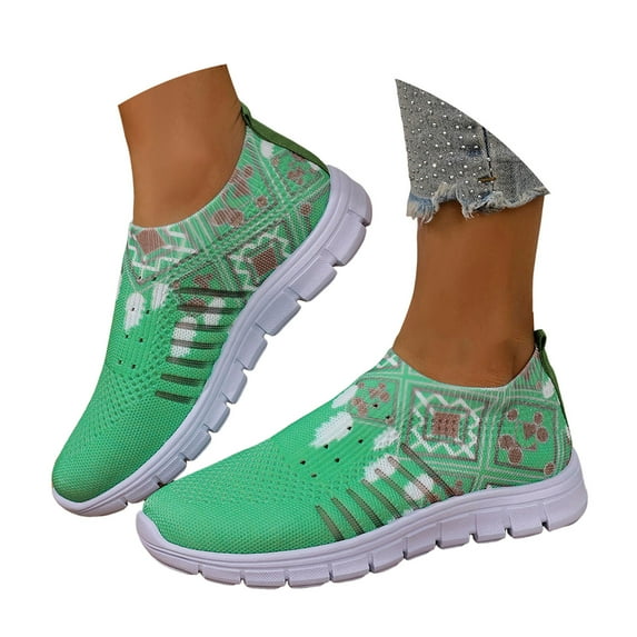 Women's Mesh Flats Shoes Breathable Slip on Shoes Casual Colorful Flats Comfortable Sport Walking Shoes