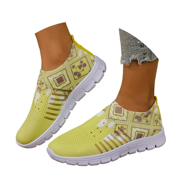 Women's Mesh Flats Shoes Breathable Slip on Shoes Casual Colorful Flats Comfortable Sport Walking Shoes