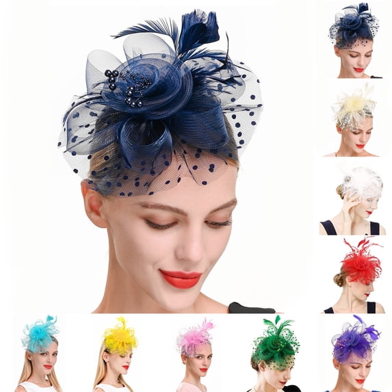 Women's Mesh Flower Headband Hair Clip for Tea Party Bridal Wedding Cocktail