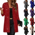 thumbnail image 1 of Women's Mesh Glitter Sequin Long Sleeve Top Jacket Blouse Sparkling Party Shirt Elegant Holiday Cocktail Night Out Christmas Gift | CSEONE,Gray L, 1 of 9