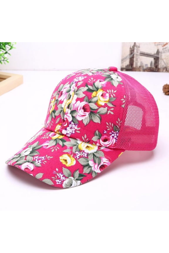 Women's Mesh Lace Flower Print Sun Hat Floral Trucker Baseball Cap Hat,Summer Women Female Floral Hat Baseball Cap Mesh Cool Cap Leisure Sun Visor Sun Hat Snapback Cap