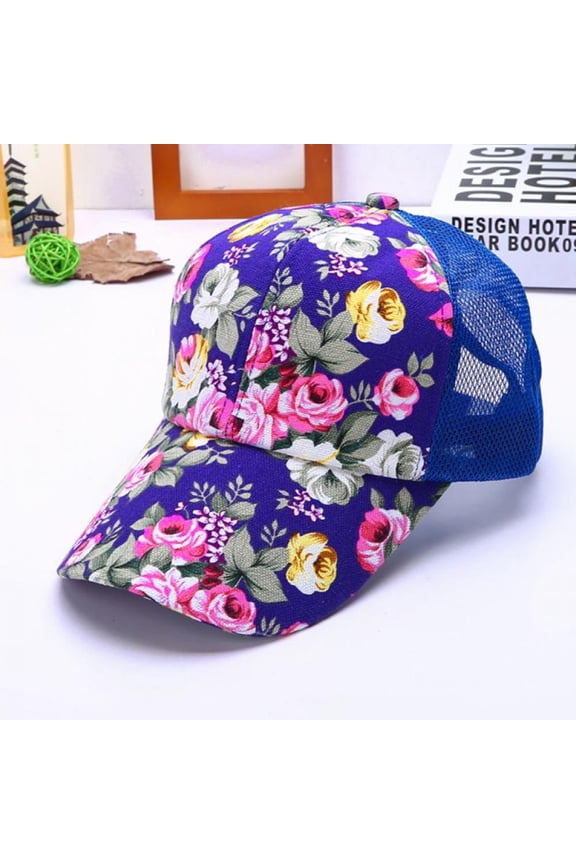 Women's Mesh Lace Flower Print Sun Hat Floral Trucker Baseball Cap Hat,Summer Women Female Floral Hat Baseball Cap Mesh Cool Cap Leisure Sun Visor Sun Hat Snapback Cap
