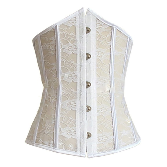 Women's Mesh Lace Patchwork Boned Corset Short Torso Heavy Duty Waist Training Corsets Underbust Body Shaper