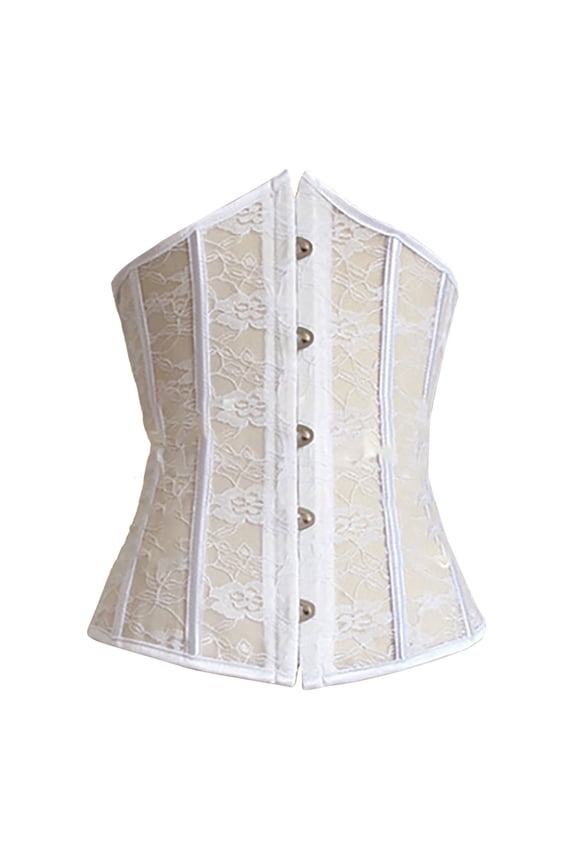 Women's Mesh Lace Patchwork Boned Corset Short Torso Heavy Duty Waist Training Corsets Underbust Body Shaper