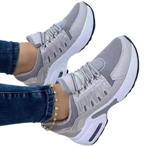 Women's Mesh Lace-Up Sneakers, Breathable Casual Lightweight Walking Shoes
