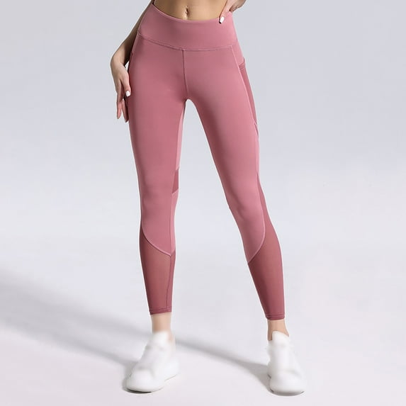 Women's Mesh Leggings Yoga Pants, High Waisted Yoga Pants for Lady, Running Workout Mesh Tights Leggings with Side Pockets Trendy Womens Pants XXL
