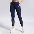 thumbnail image 1 of Women's Mesh Leggings Yoga Pants, High Waisted Yoga Pants for Lady, Running Workout Mesh Tights Leggings with Side Pockets Womens Sweat Pants Navy XL, 1 of 4