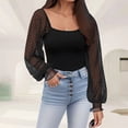 thumbnail image 1 of Women's Mesh Long Sleeve Blouse Tops Polka Dots Sheer Casual Shirts, 1 of 5