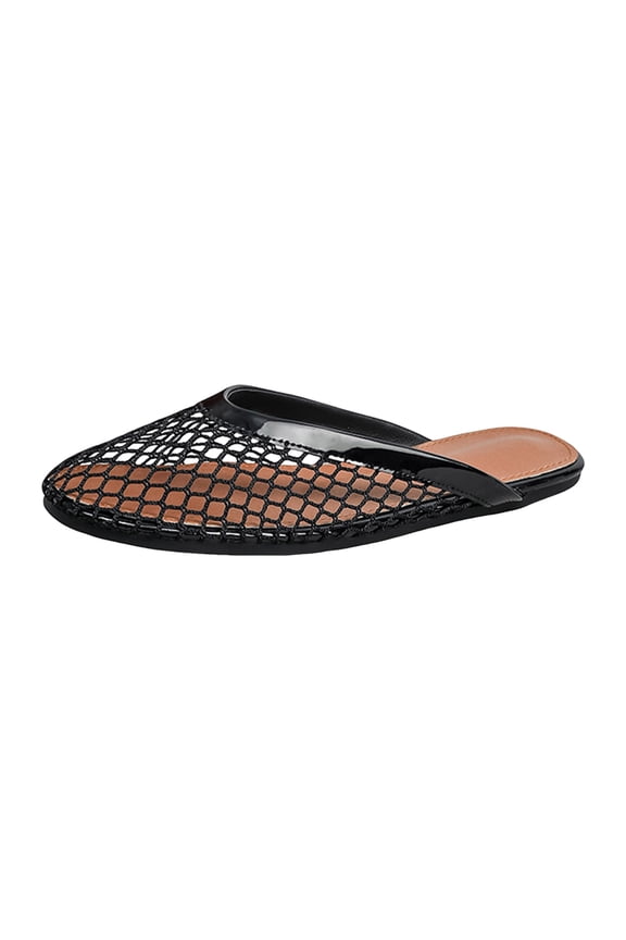Women's Mesh Mules Breathable Close Toe Slides Sandals Slip On Net Lightweight Ballet Flat for Casual Wear Black Size 8.5