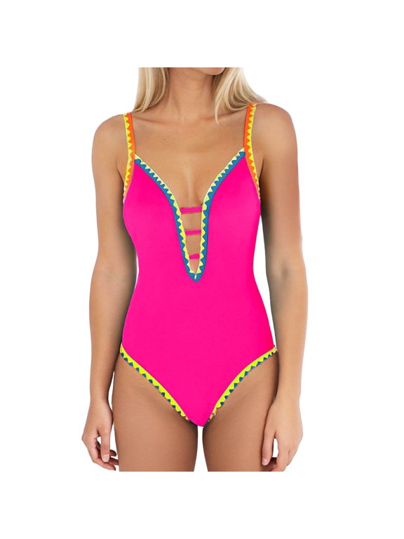 Women's Mesh One Piece Swimwear - Push Up Padded Athletic Tank Swimsuit for Training & Vacation, Nylon Spandex