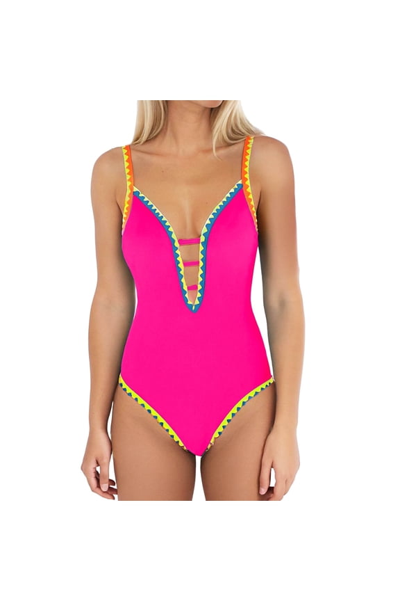 Women's Mesh One Piece Swimwear - Push Up Padded Athletic Tank Swimsuit for Training & Vacation, Nylon Spandex