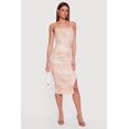 thumbnail image 1 of Women's Mesh Overlay Side Ruched Side Slit Midi Dress, 1 of 3