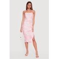 thumbnail image 1 of Women's Mesh Overlay Side Ruched Side Slit Midi Dress, 1 of 3