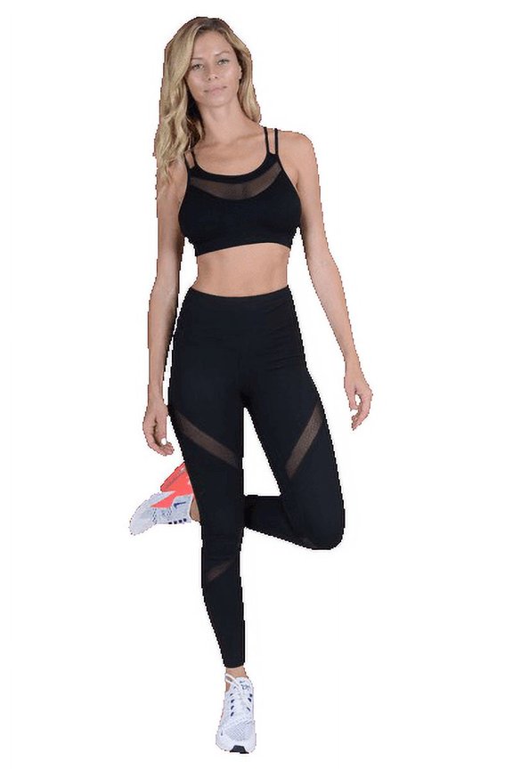 Women's Mesh-Panel Active Leggings with Zipper Pocket