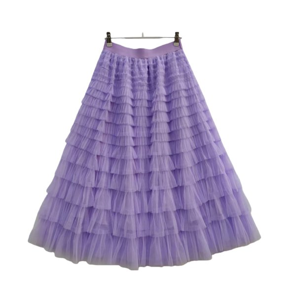 Women’s Mesh Patchwork Tiered Maxi Skirt High Waist Flowing A-Line Tulle Long Skirt Elegant Casual Wear