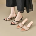 thumbnail image 1 of Women's Mesh Rhinestone Pointed Toe Heeled Mules, Peep Toe Kitten Heel Dress Sandals, Comfortable Slip-On High Heel Shoes for Summer Wear, 1 of 10