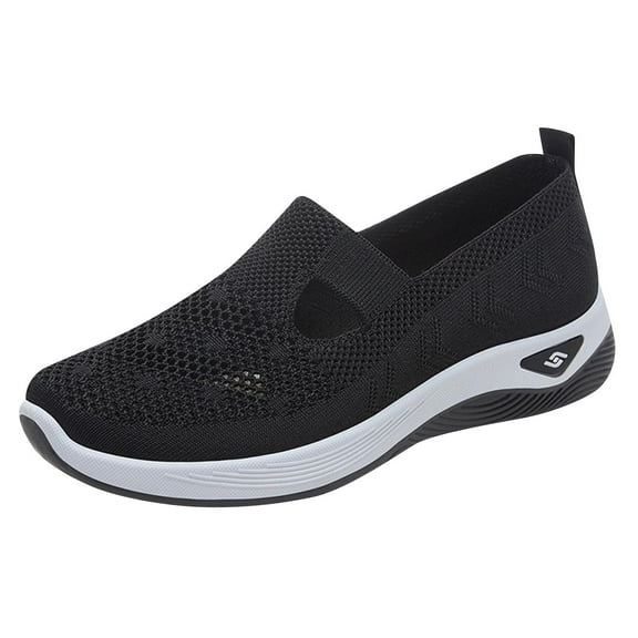 Women's Mesh Shoes Comfortable Soft Bottom Breathable Arch Support Walking Shoes，Casual Running slip on Sneakers， Mesh One Stirrup Flat Shoes