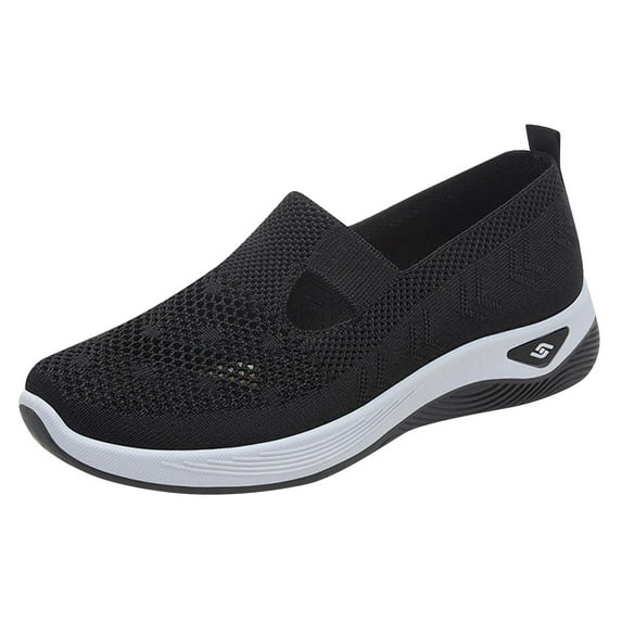 Women's Mesh Shoes Comfortable Soft Bottom Breathable Arch Support Walking Shoes,Casual Running slip on Sneakers, Mesh One Stirrup Flat Shoes