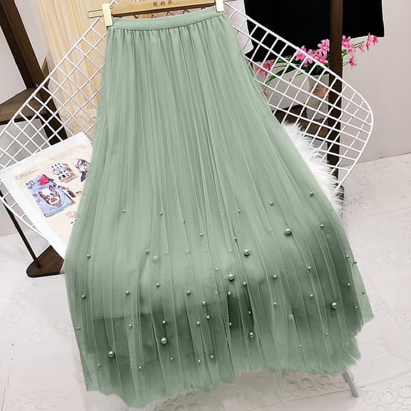 Women's Mesh Skirt Autumn And Winter Waisted Half Skirt Feminine Temperament Fairy Pleated Skirt Half Skirt Skirt Leggings for Women plus Size Midi Skirt Lace up Skirt Sweater Skirt Set Side Skirt Bed