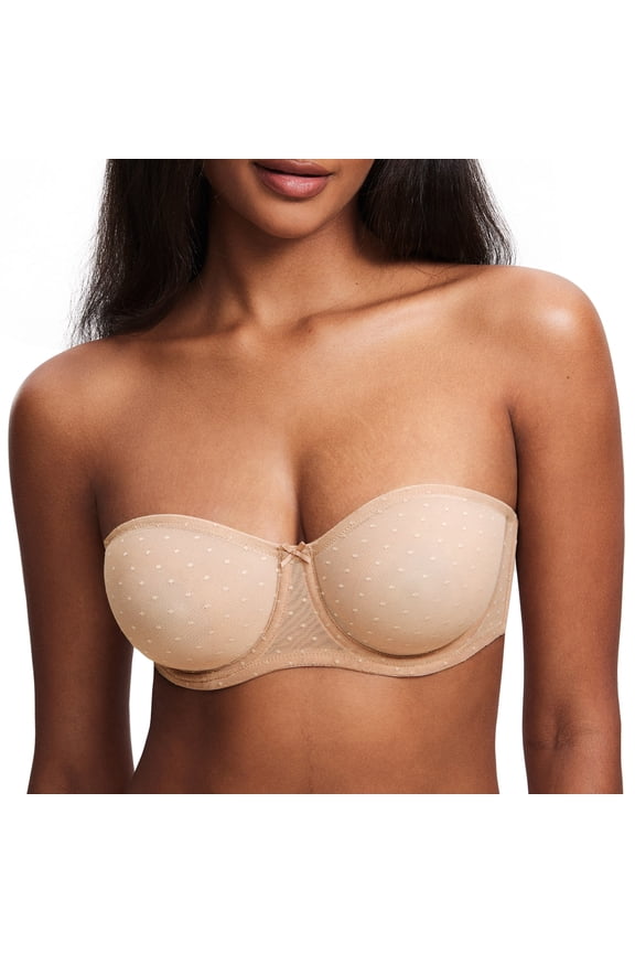 Women's Mesh Strapless Bra Sheer Unlined See Through Underwire Bras Plus Size