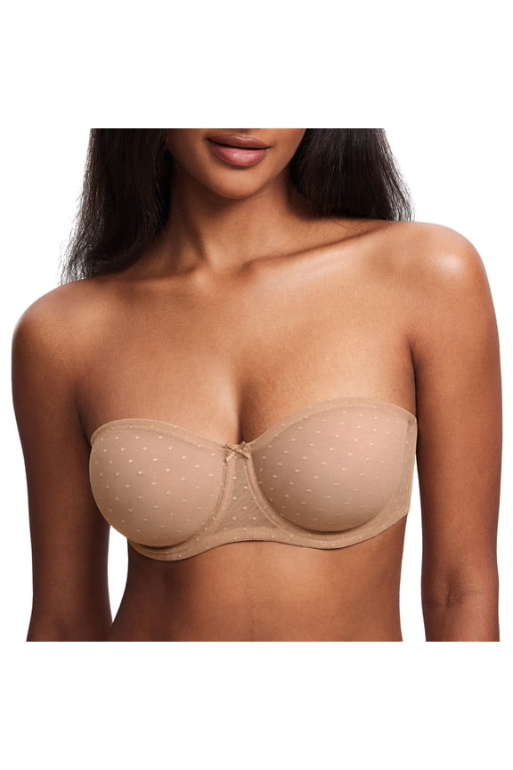 Women's Mesh Strapless Bra Sheer Unlined See Through Underwire Bras Plus Size