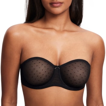 Women's Mesh Strapless Bra Sheer Unlined See Through Underwire Bras Plus Size