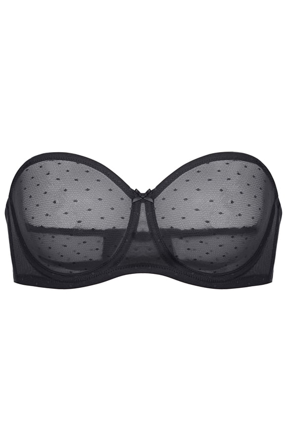 Women's Mesh Strapless Bra Sheer Unlined See Through Underwire Bras Plus Size