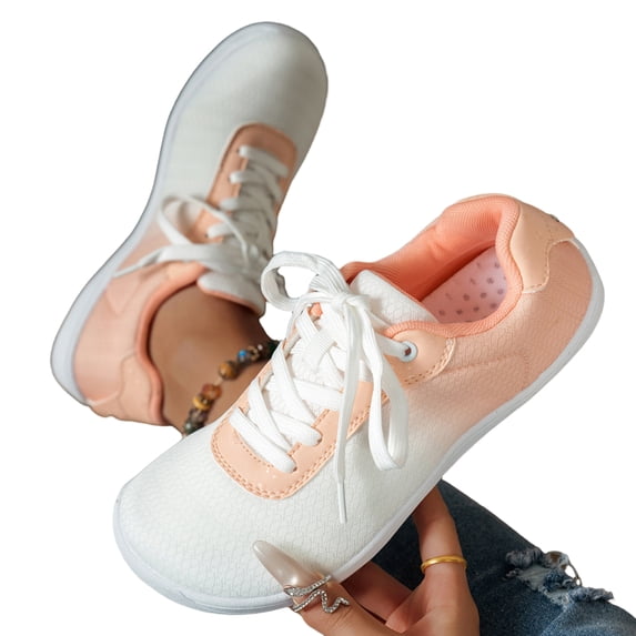 Women's Mesh Walking Shoes Lightweight Soft Casual Sneakers Pink Low Top Breathable Lace Up Shoes for Women Running Walking 40