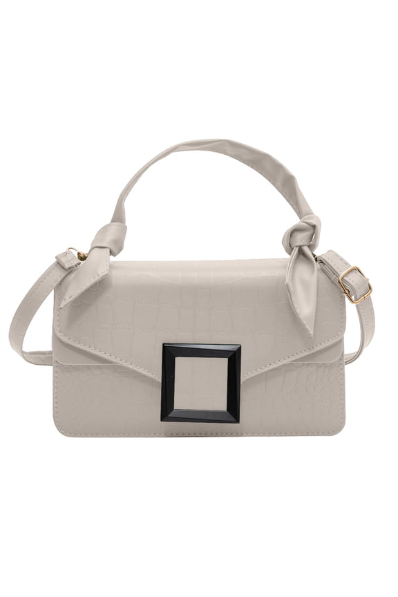 Women's Messenger bag classic satchel handbag slung simple artificial leather small bag. - white