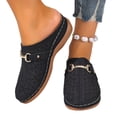 thumbnail image 1 of Women's Metal Buckle Mule Slides, Perforated Comfort Flat Shoes, Lightweight Casual Loafers for Indoor Outdoor and Summer Daily Activities，Black Size 39, 1 of 8