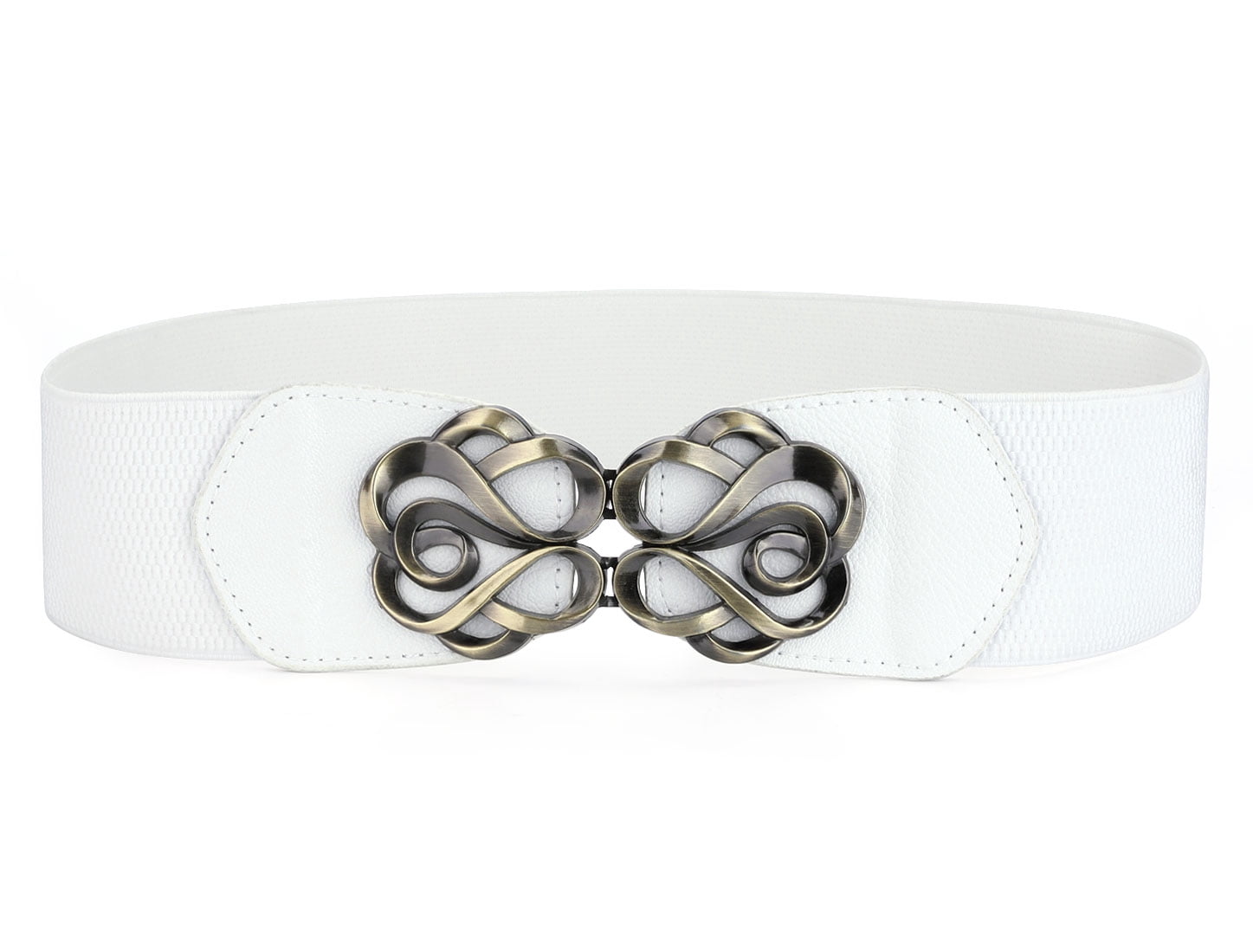 Women's Metal Interlocking Buckle Stretch Cinch Belt Dress Ornament