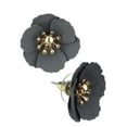 thumbnail image 1 of Women's Metal Matte Flower Petal Stud Pierced Earrings, Gray, 1 of 3