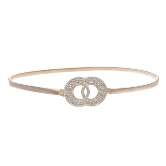 Women's Metal Stretchy High Waist Belt with Circle Rhinestone Buckling