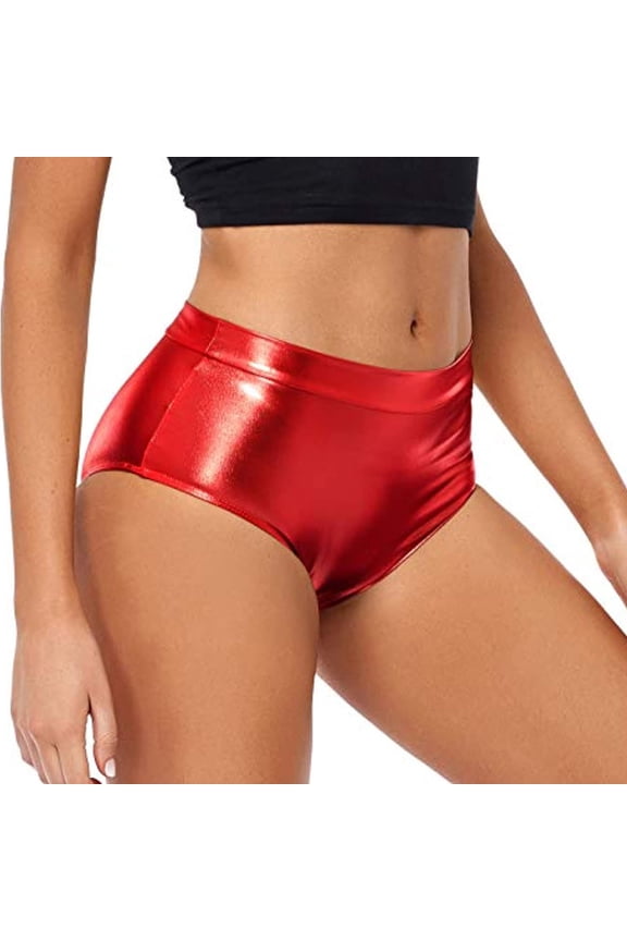 Women's Metallic Booty Shorts Sexy High Waisted Dancing Party Shorts Clubwear