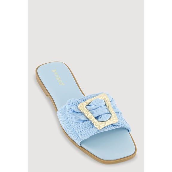 Women's Metallic Buckle Band Slide Sandals