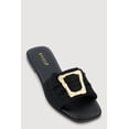 thumbnail image 1 of Women's Metallic Buckle Band Slide Sandals, 1 of 3