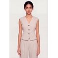 thumbnail image 1 of Women's Metallic Button Front Crepe Knit Waistcoat, 1 of 4